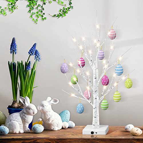 Arbre de Pâques, décor de Pâques avec lumières, Blanc Chaud 
