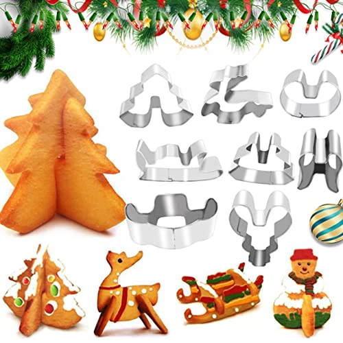 NVEBXE Lot de 8 emporte-pièces de Noël 3D en forme de scène 