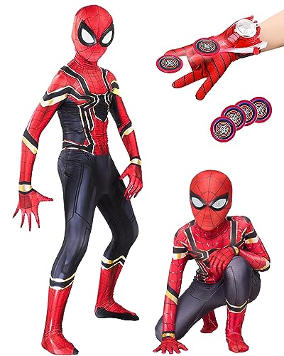 HVIERO Deguisement Spider Enfant 5-6 ans avec Gant Lanceur S