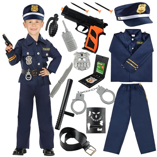 Deguisement 14PCS Costume Policier Enfant Garcon, avec Chemi